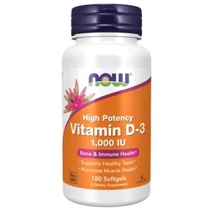 Vitamina D3 Now Foods 1000 IU 180 Cápsulas Blandas